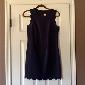 J. Crew Factory navy sleeveless scalloped dress